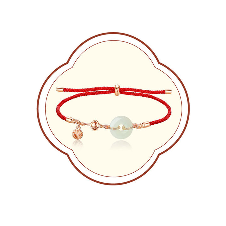 Bracelet de protection et de chance en argent sterling 925 avec boucle de paix en jade naturel Hetian de Buddha Stones et cordon rouge