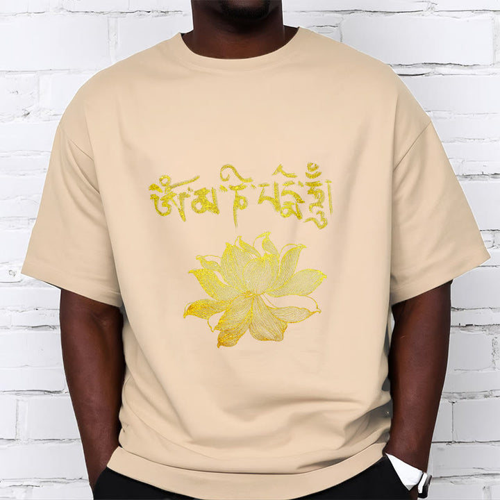 Buddha Stones T-shirt Golden Lotus Sanskrit Tee - image 18