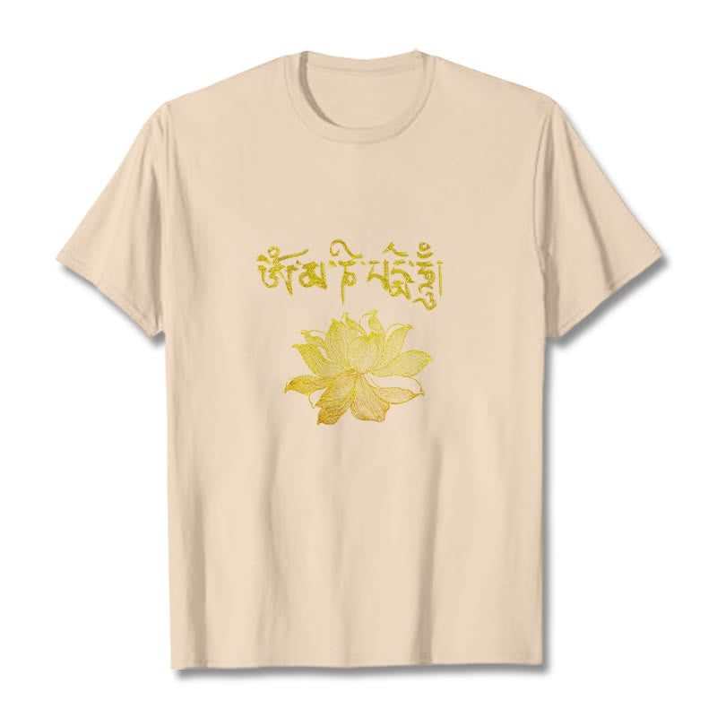 Buddha Stones T-shirt Golden Lotus Sanskrit Tee - Bisque - 2XL - image 17