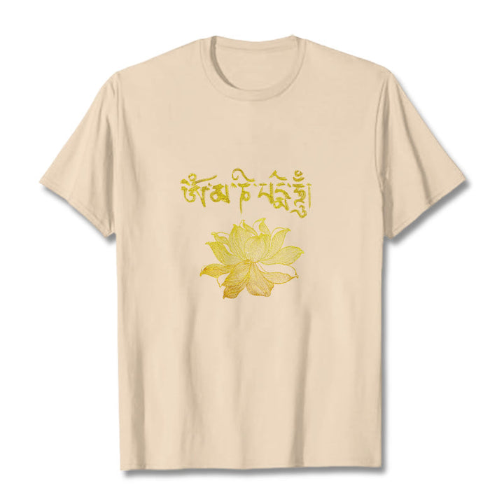 Buddha Stones T-shirt Golden Lotus Sanskrit Tee - Bisque - 2XL - image 17