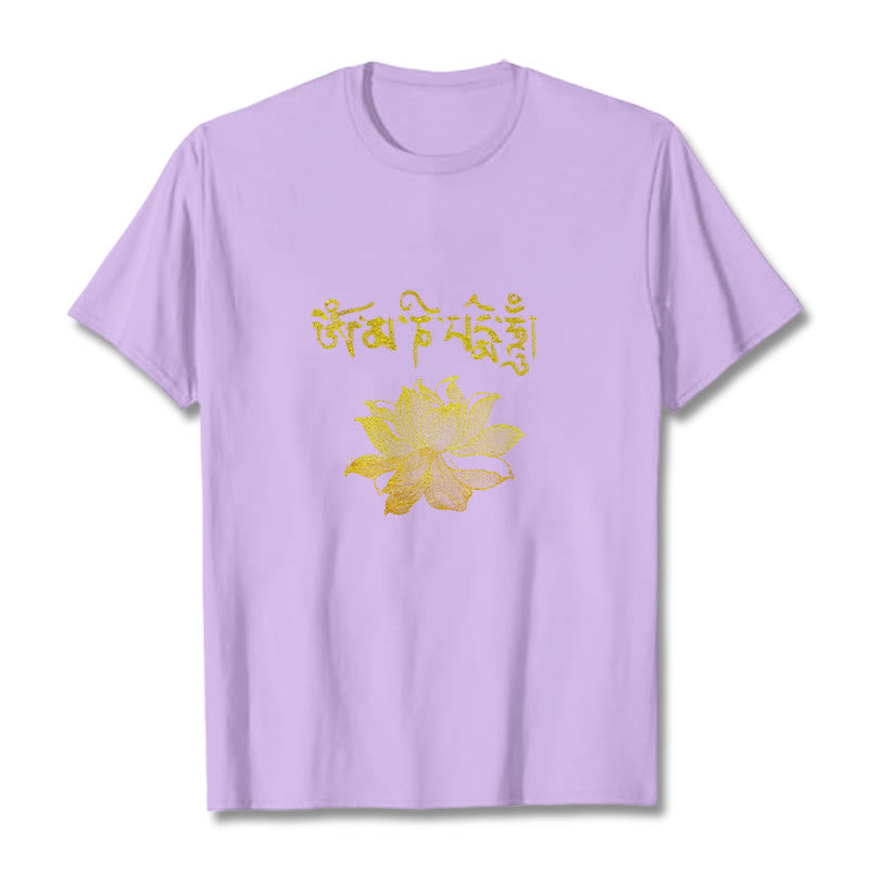 Buddha Stones T-shirt Golden Lotus Sanskrit Tee - Prune - 2XL - image 15