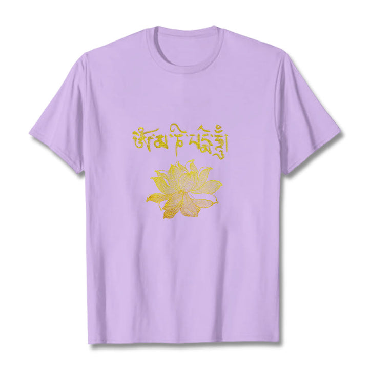 Buddha Stones T-shirt Golden Lotus Sanskrit Tee - Prune - 2XL - image 15