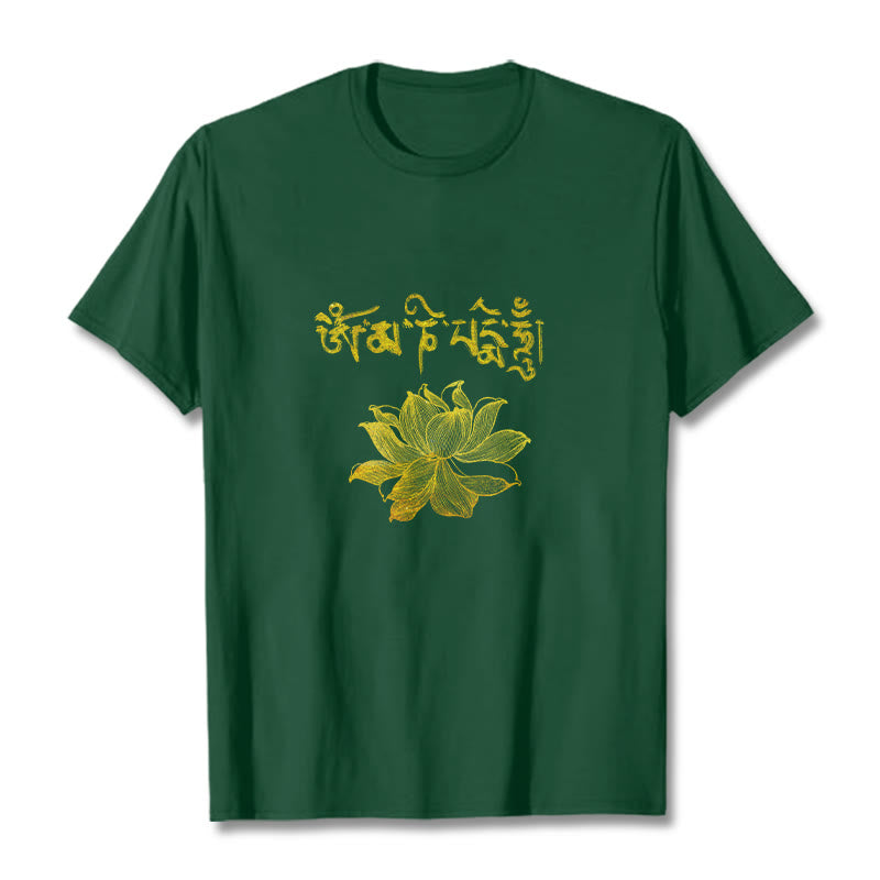 Buddha Stones T-shirt Golden Lotus Sanskrit Tee - Vert forêt - 2XL - image 8