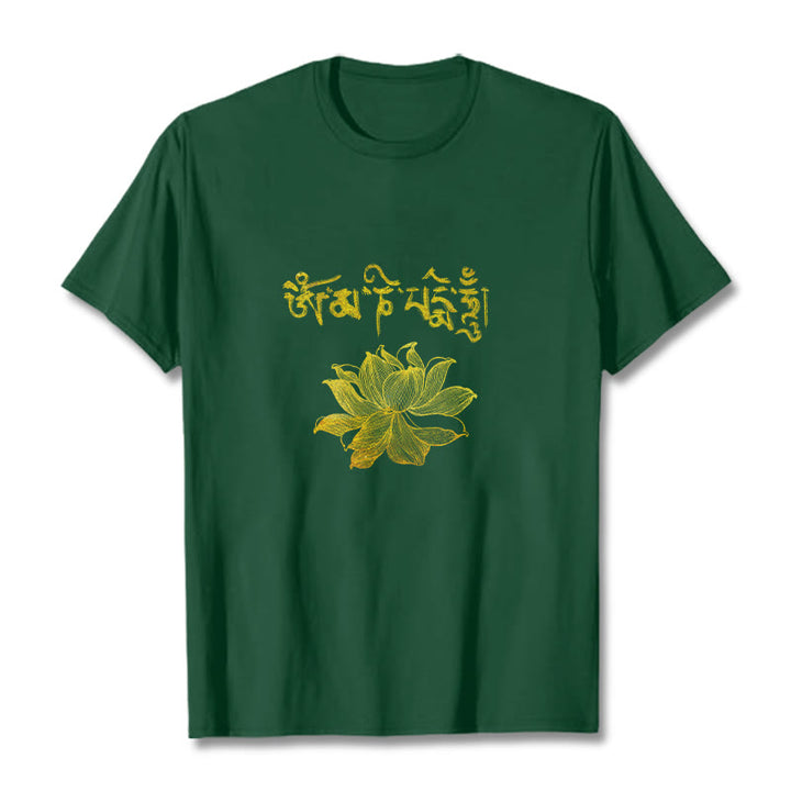 Buddha Stones T-shirt Golden Lotus Sanskrit Tee - Vert forêt - 2XL - image 8