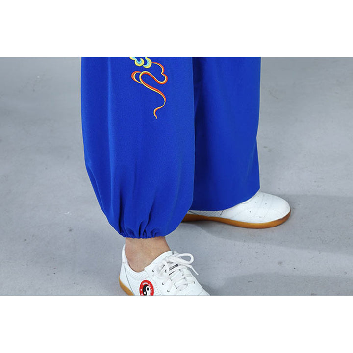 Ensemble de vêtements unisexe en coton Buddha Stones et nuages colorés d'automne, Tai Chi, méditation, Qigong, pratique zen