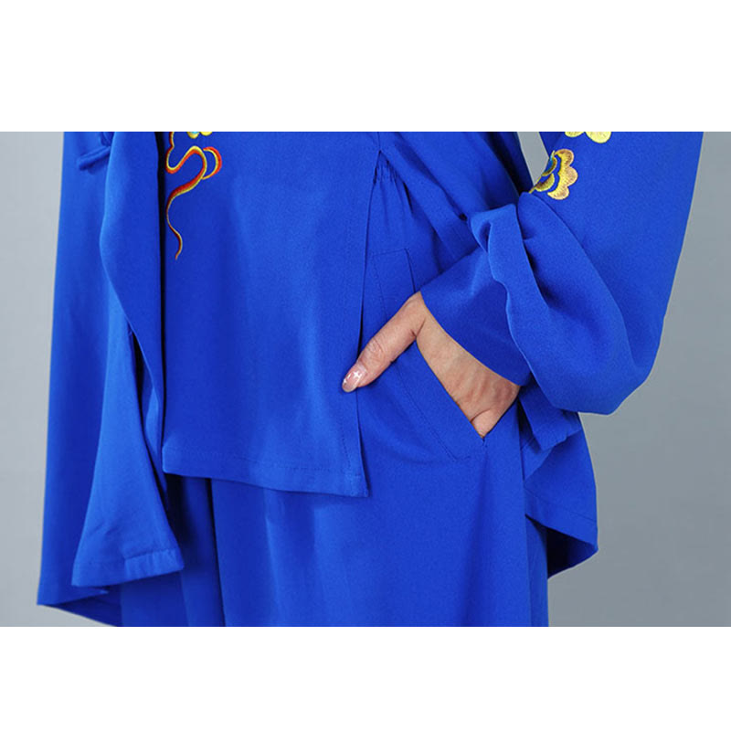 Ensemble de vêtements unisexe en coton Buddha Stones et nuages colorés d'automne, Tai Chi, méditation, Qigong, pratique zen
