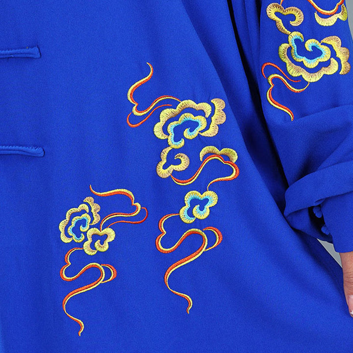 Ensemble de vêtements unisexe en coton Buddha Stones et nuages colorés d'automne, Tai Chi, méditation, Qigong, pratique zen