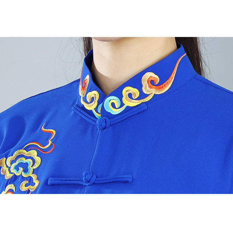 Ensemble de vêtements unisexe en coton Buddha Stones et nuages colorés d'automne, Tai Chi, méditation, Qigong, pratique zen