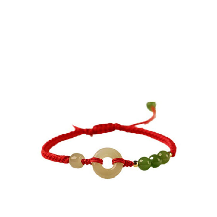 Bracelet de protection et de chance en jade naturel Hetian Buddha Stones et boucle de paix en fil rouge