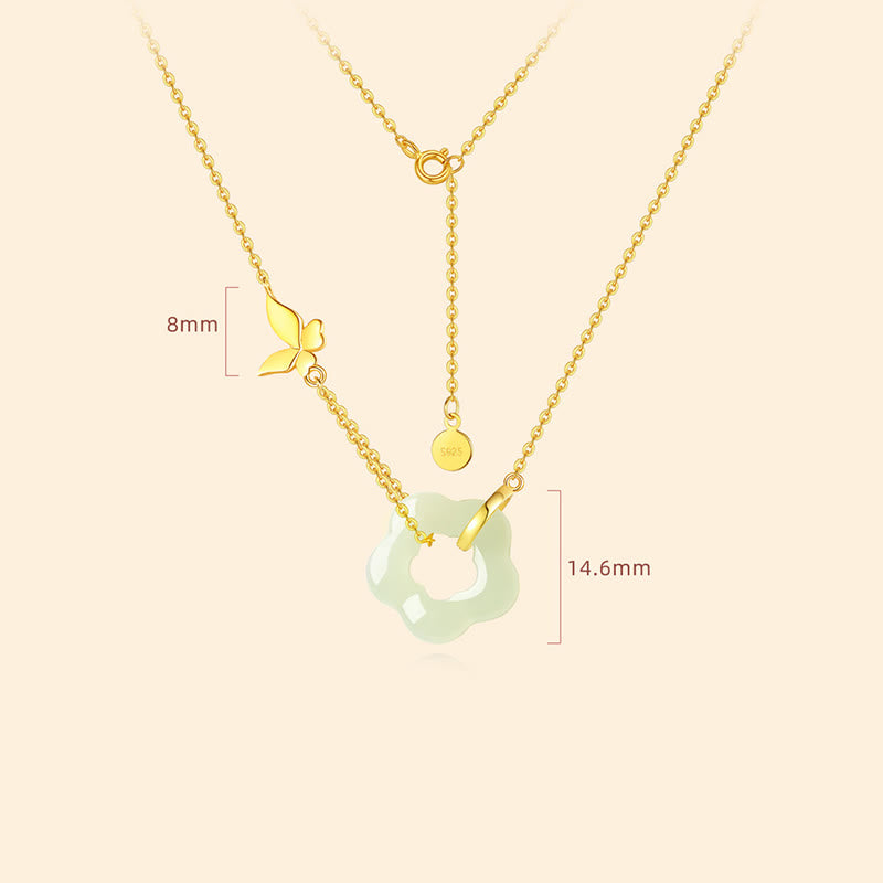Collier pendentif en argent sterling 925 Buddha Stones et papillon en jade Hetian