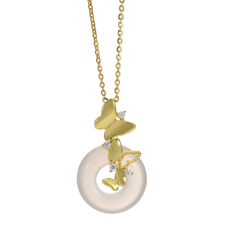 Buddha Stones en argent sterling 925 avec boucle de paix et calcédoine en forme de papillon et de bénédiction - image 1