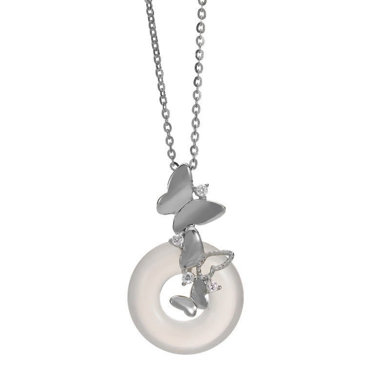 Buddha Stones en argent sterling 925 avec boucle de paix et calcédoine en forme de papillon et de bénédiction