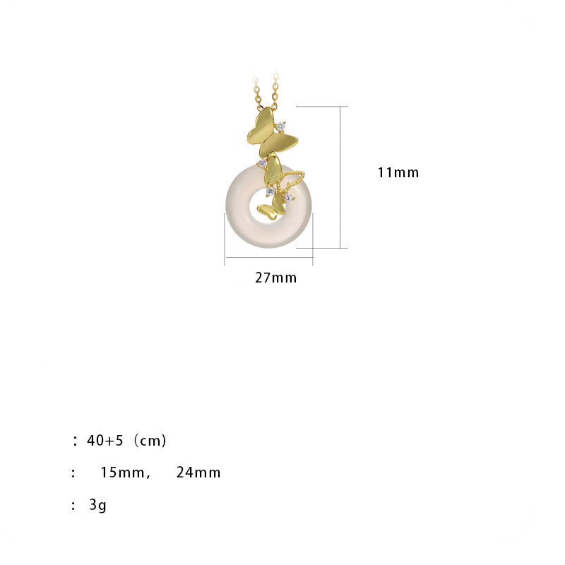 Buddha Stones en argent sterling 925 avec boucle de paix et calcédoine en forme de papillon et de bénédiction
