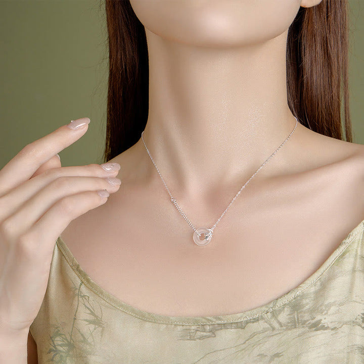 Buddha Stones Collier pendentif porte-bonheur en argent sterling 925 avec boucle de paix en calcédoine tulipe - image 3