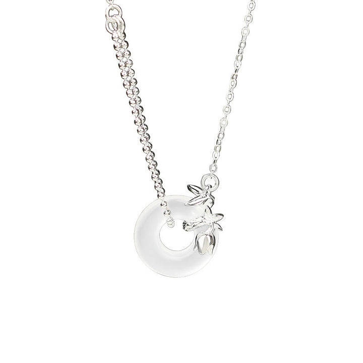 Buddha Stones Collier pendentif porte-bonheur en argent sterling 925 avec boucle de paix en calcédoine tulipe - image 1