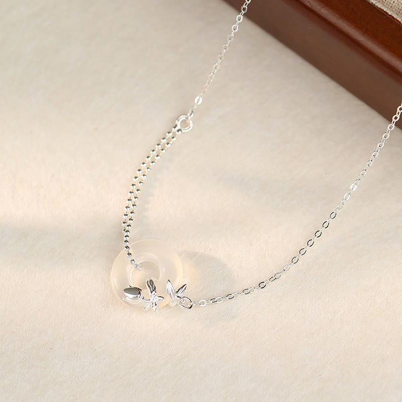 Buddha Stones Collier pendentif porte-bonheur en argent sterling 925 avec boucle de paix en calcédoine tulipe - image 2