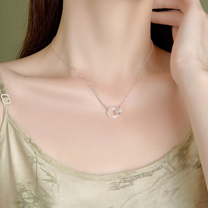 Buddha Stones Collier pendentif porte-bonheur en argent sterling 925 avec boucle de paix en calcédoine tulipe - image 8