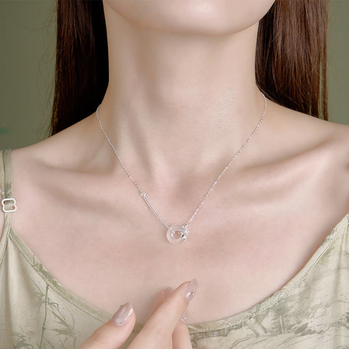 Buddha Stones Collier pendentif porte-bonheur en argent sterling 925 avec boucle de paix en calcédoine tulipe - image 9