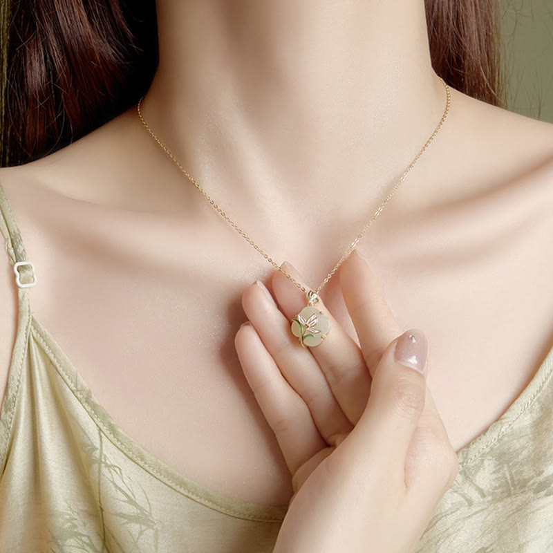 Buddha Stones en jade Hetian avec papillon et magnolia - image 2