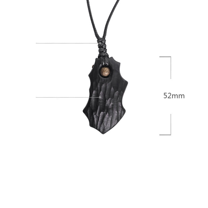 Collier pendentif en perles de cuivre de forme irrégulière en bois d'ébène et Buddha Stones