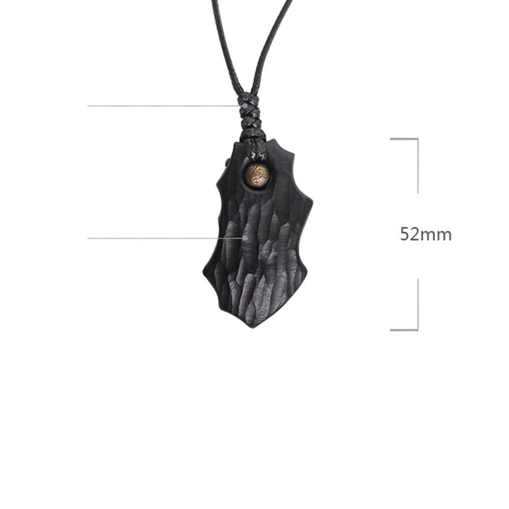 Collier pendentif en perles de cuivre de forme irrégulière en bois d'ébène et Buddha Stones