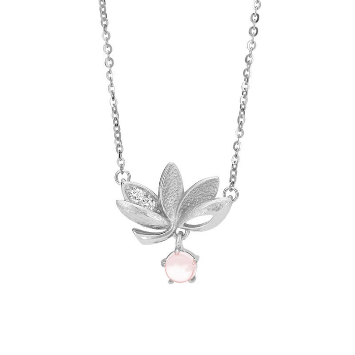 Collier pendentif en argent sterling 925 Buddha Stones et lotus pour éloigner les mauvais esprits - Lotus en argent sterling 925 et or blanc - image 9