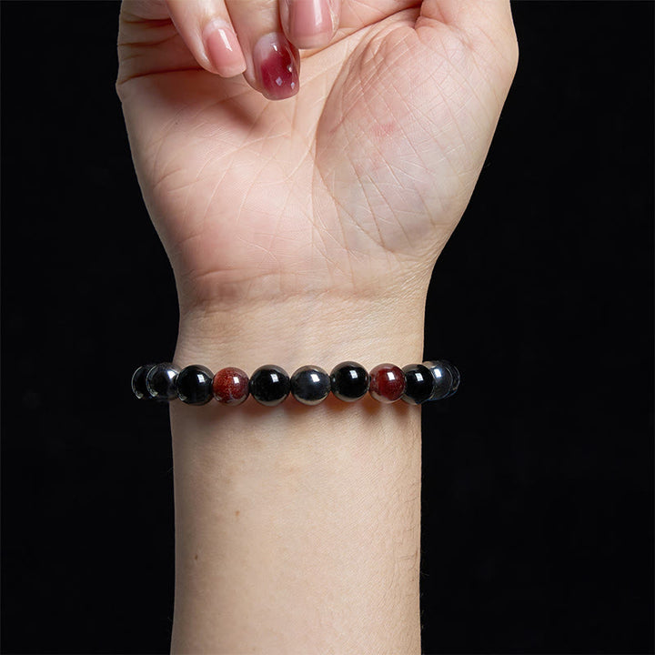 Bracelet puissant et positif en obsidienne et hématite œil de tigre naturel de Buddha Stones