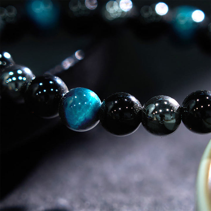 Bracelet puissant et positif en obsidienne et hématite œil de tigre naturel de Buddha Stones