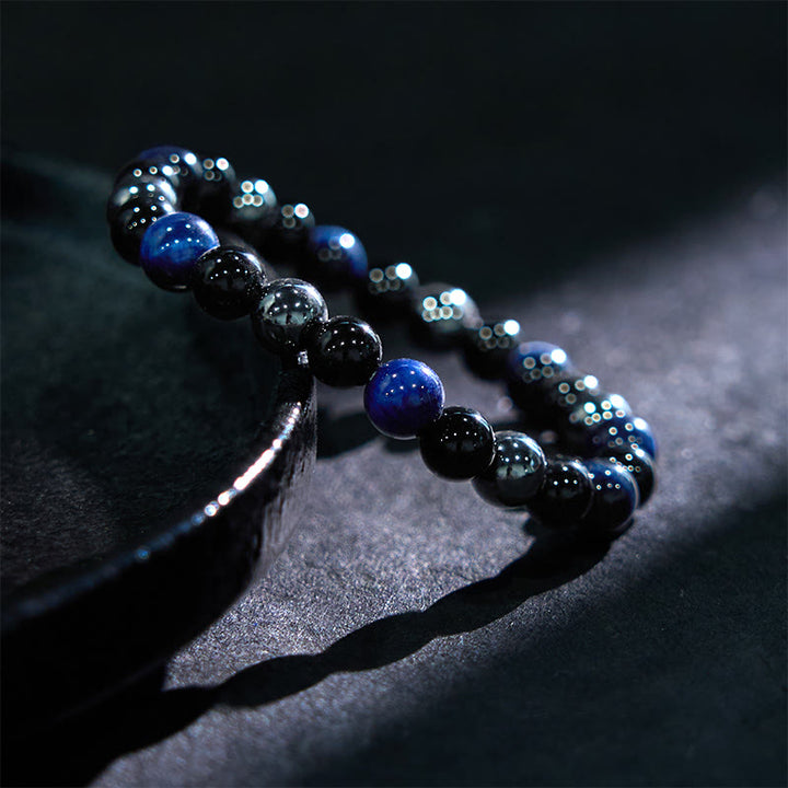Bracelet puissant et positif en obsidienne et hématite œil de tigre naturel de Buddha Stones
