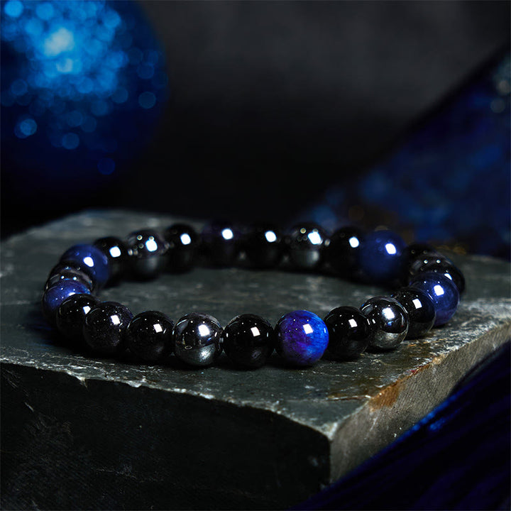 Bracelet puissant et positif en obsidienne et hématite œil de tigre naturel de Buddha Stones