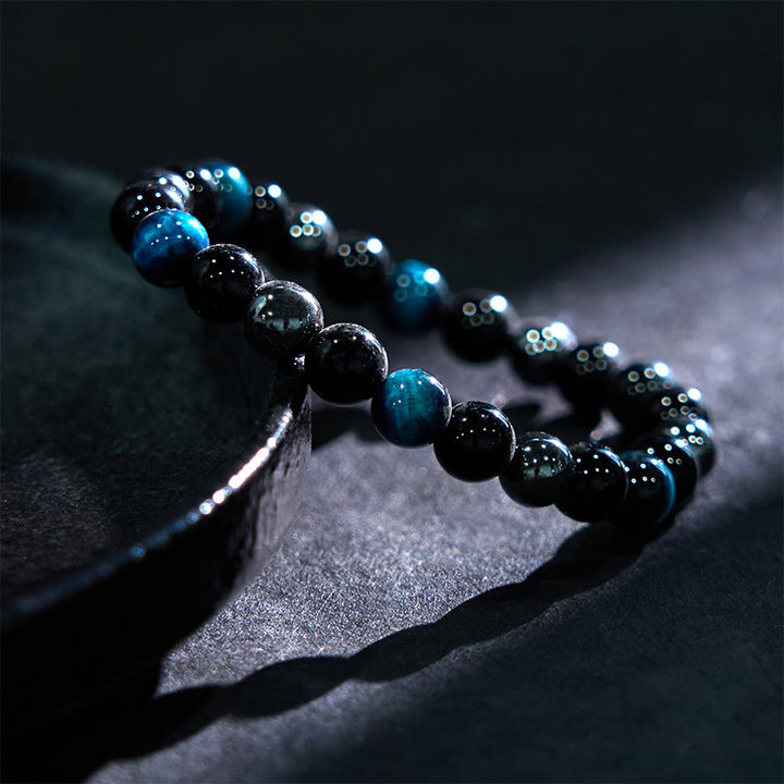 Bracelet puissant et positif en obsidienne et hématite œil de tigre naturel de Buddha Stones