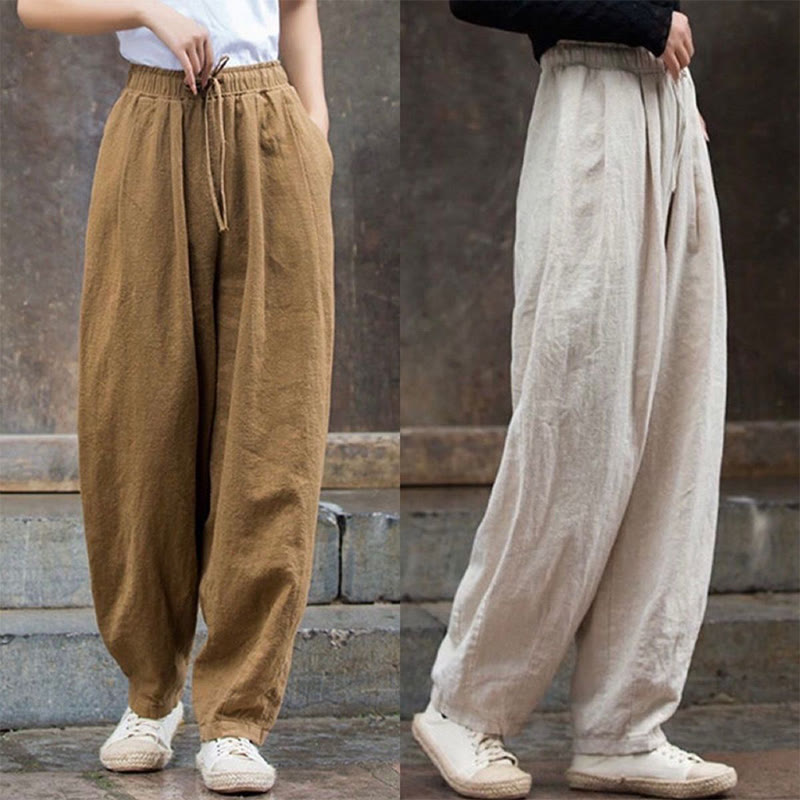 Pantalon femme en coton uni à motif Buddha Stones - image 1