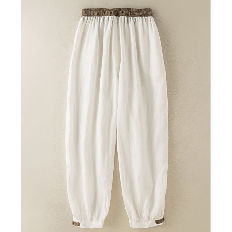 Pantalon sarouel en coton uni avec cordon de serrage et poches pour femme Buddha Stones - image 9
