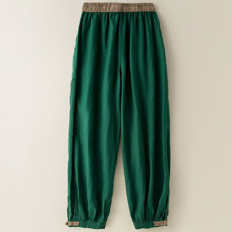 Pantalon sarouel en coton uni avec cordon de serrage et poches pour femme Buddha Stones - image 12