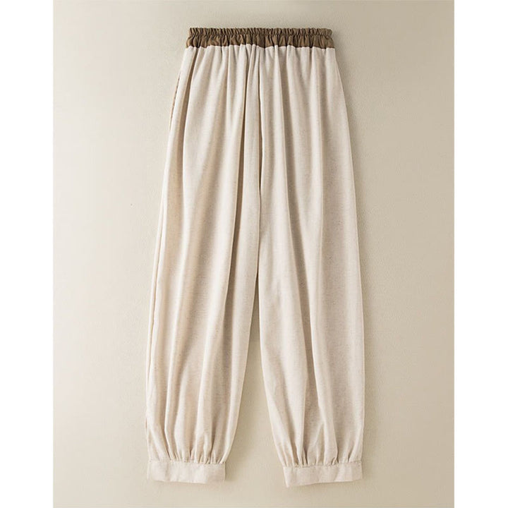 Pantalon sarouel en coton uni avec cordon de serrage et poches pour femme Buddha Stones - image 1