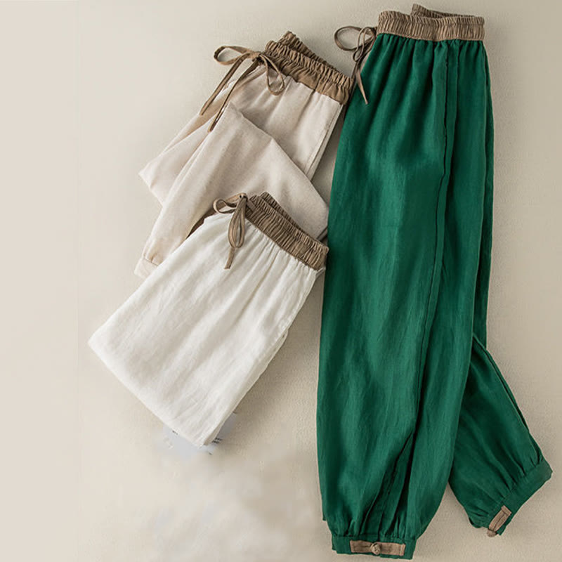 Pantalon sarouel en coton uni avec cordon de serrage et poches pour femme Buddha Stones - image 10