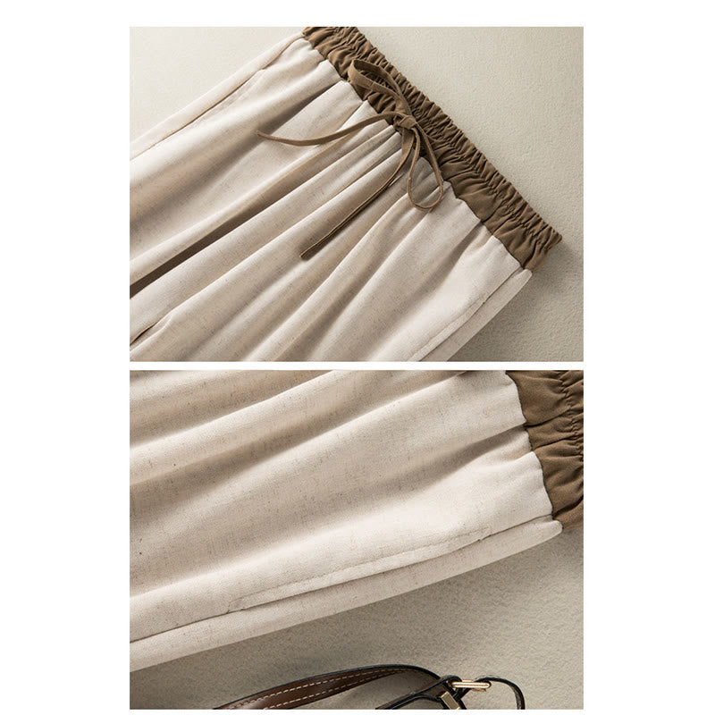 Pantalon sarouel en coton uni avec cordon de serrage et poches pour femme Buddha Stones - image 5