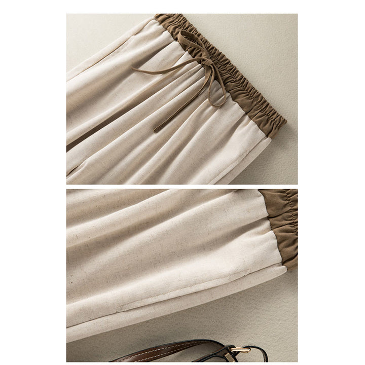 Pantalon sarouel en coton uni avec cordon de serrage et poches pour femme Buddha Stones - image 5