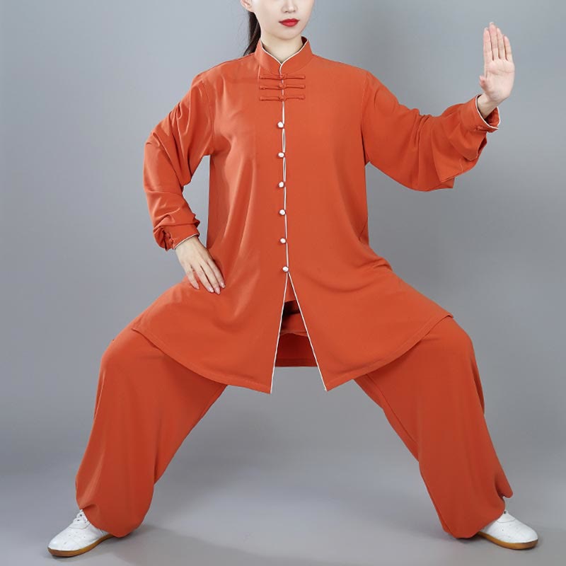 Ensemble de vêtements unisexe en coton avec Buddha Stones , 2 pièces, couleur unie, bouton grenouille, Tai Chi, méditation, Qigong, pratique zen