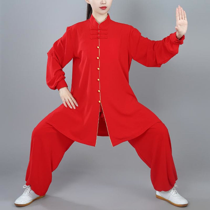 Ensemble de vêtements unisexe en coton avec Buddha Stones , 2 pièces, couleur unie, bouton grenouille, Tai Chi, méditation, Qigong, pratique zen
