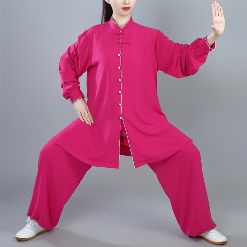 Ensemble de vêtements unisexe en coton avec Buddha Stones , 2 pièces, couleur unie, bouton grenouille, Tai Chi, méditation, Qigong, pratique zen
