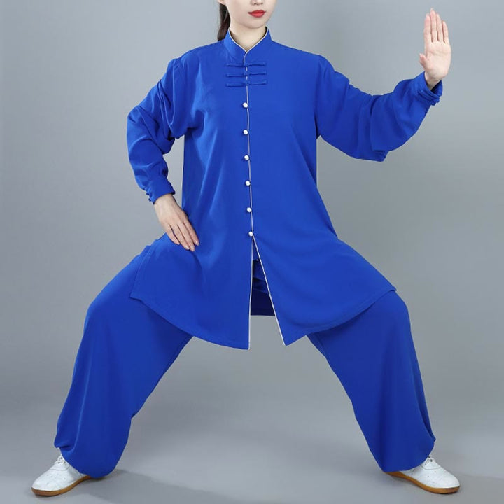 Ensemble de vêtements unisexe en coton avec Buddha Stones , 2 pièces, couleur unie, bouton grenouille, Tai Chi, méditation, Qigong, pratique zen