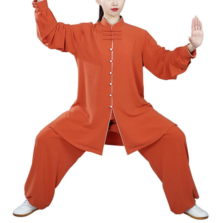 Ensemble de vêtements unisexe en coton avec Buddha Stones , 2 pièces, couleur unie, bouton grenouille, Tai Chi, méditation, Qigong, pratique zen