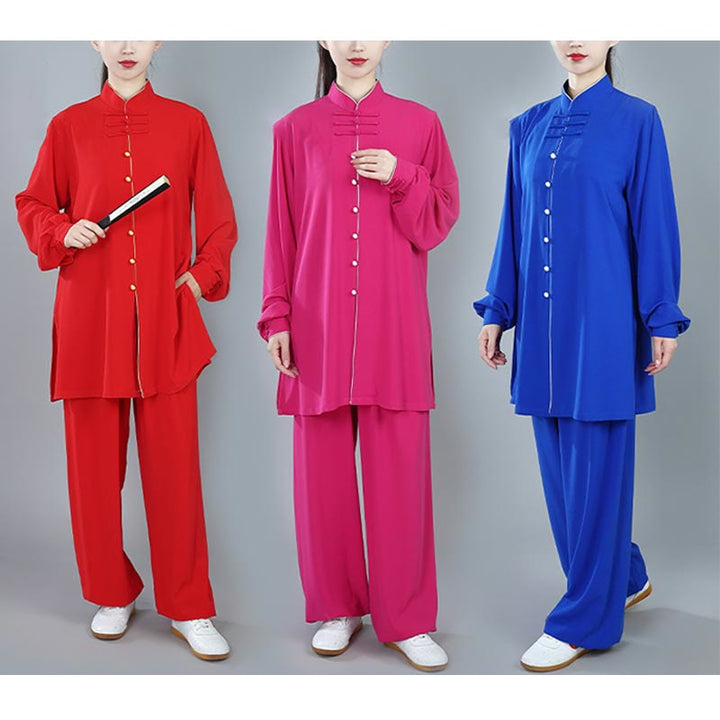Ensemble de vêtements unisexe en coton avec Buddha Stones , 2 pièces, couleur unie, bouton grenouille, Tai Chi, méditation, Qigong, pratique zen