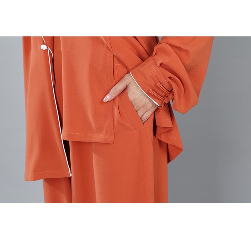 Ensemble de vêtements unisexe en coton avec Buddha Stones , 2 pièces, couleur unie, bouton grenouille, Tai Chi, méditation, Qigong, pratique zen