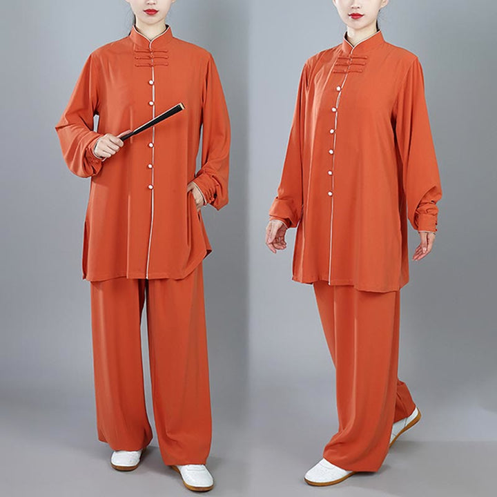 Ensemble de vêtements unisexe en coton avec Buddha Stones , 2 pièces, couleur unie, bouton grenouille, Tai Chi, méditation, Qigong, pratique zen