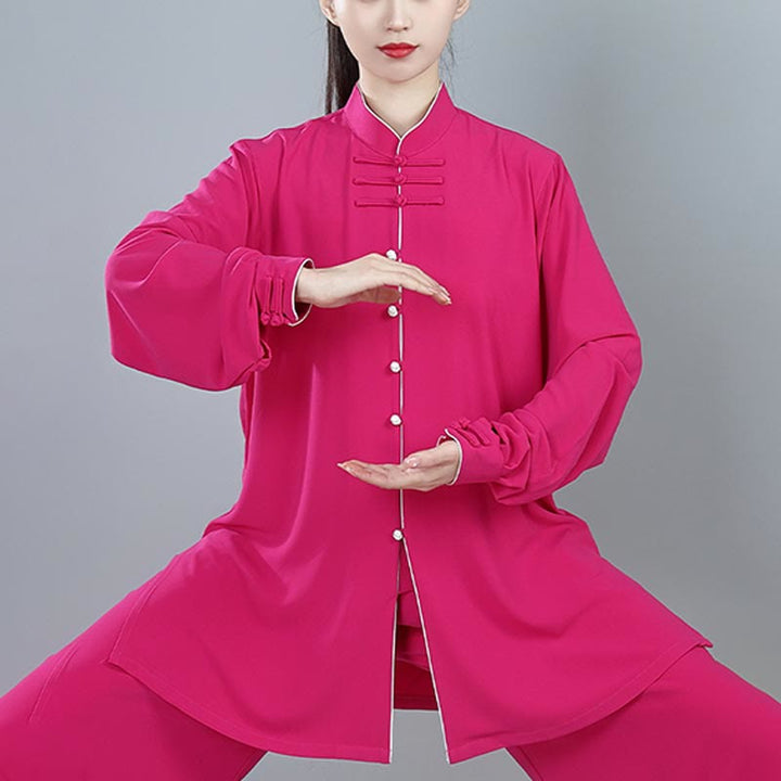 Ensemble de vêtements unisexe en coton avec Buddha Stones , 2 pièces, couleur unie, bouton grenouille, Tai Chi, méditation, Qigong, pratique zen