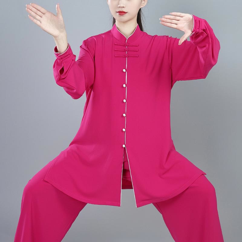 Ensemble de vêtements unisexe en coton avec Buddha Stones , 2 pièces, couleur unie, bouton grenouille, Tai Chi, méditation, Qigong, pratique zen