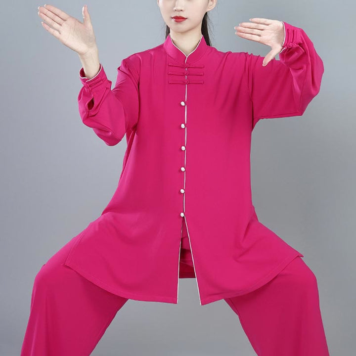 Ensemble de vêtements unisexe en coton avec Buddha Stones , 2 pièces, couleur unie, bouton grenouille, Tai Chi, méditation, Qigong, pratique zen