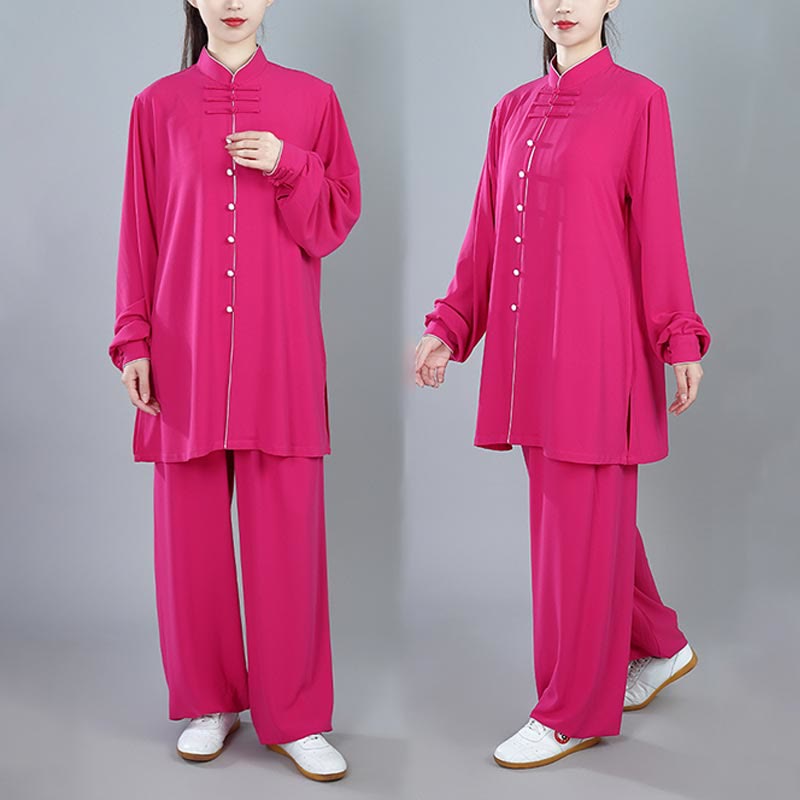 Ensemble de vêtements unisexe en coton avec Buddha Stones , 2 pièces, couleur unie, bouton grenouille, Tai Chi, méditation, Qigong, pratique zen